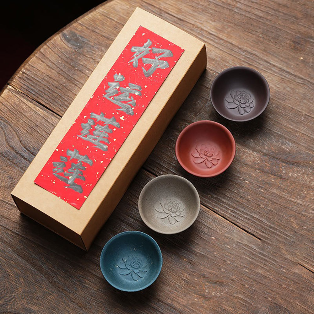 Purple Clay Lotus Gongfu Tea Cup Set