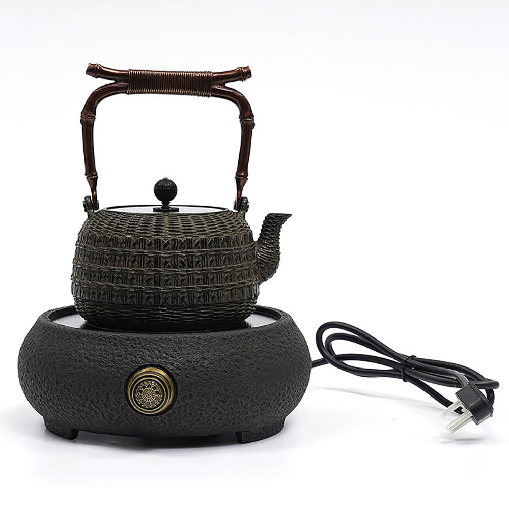 Japanese Bamboo Weaving Cast Iron Teapot