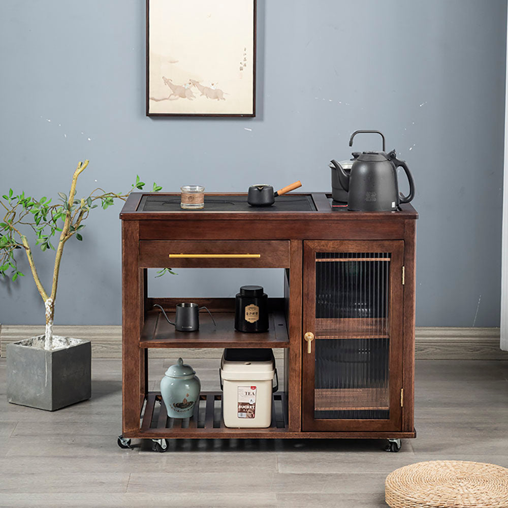 Extendable Walnut Movable Tea Table