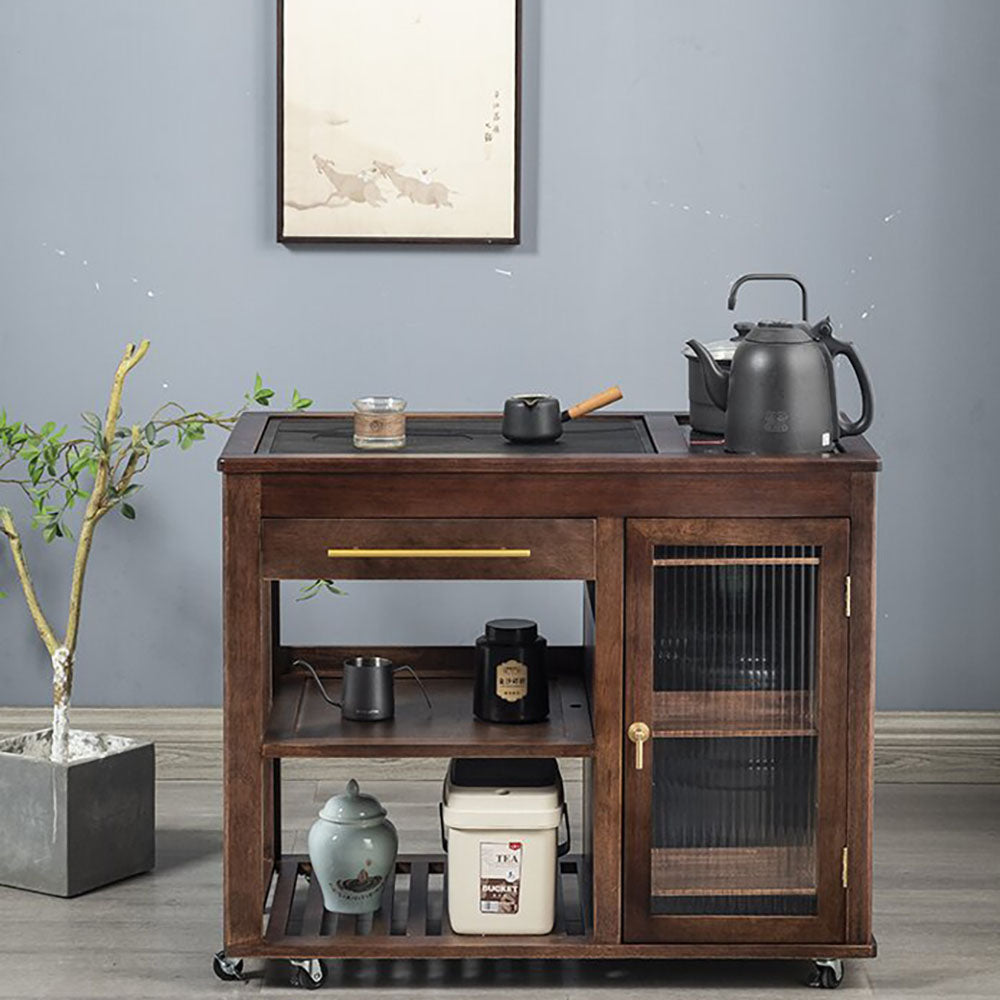 Extendable Walnut Movable Tea Table