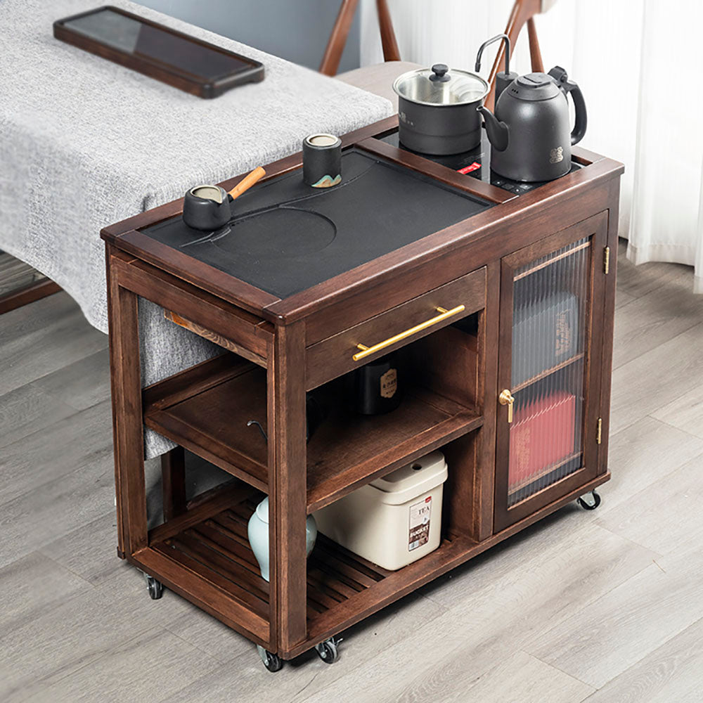 Extendable Walnut Movable Tea Table