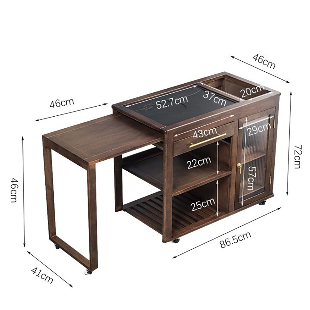 Extendable Walnut Movable Tea Table