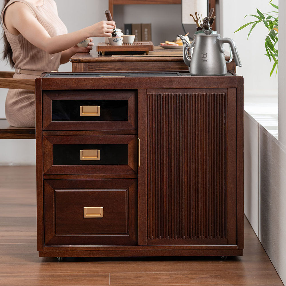 Walnut Integrated Movable Tea Table