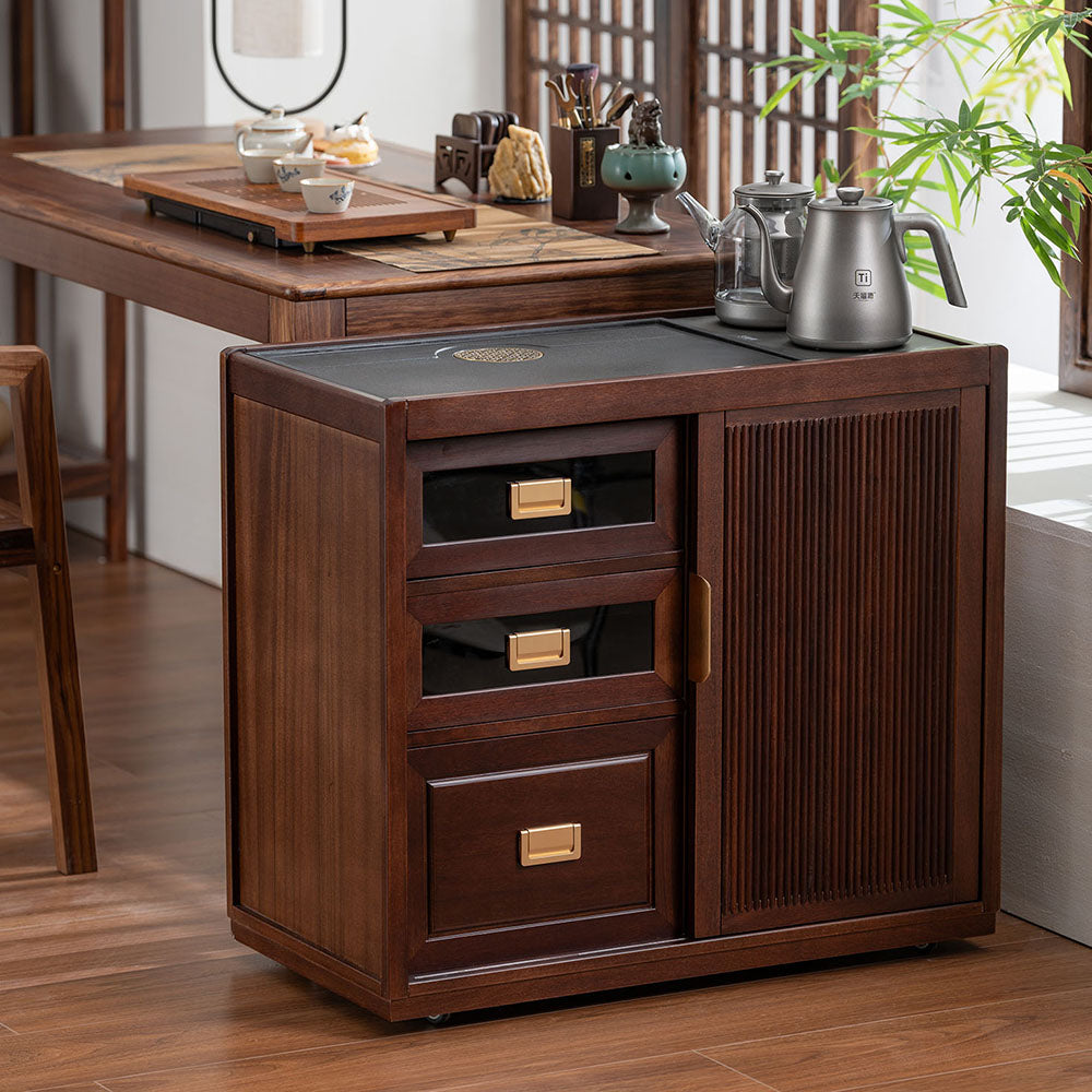 Walnut Integrated Movable Tea Table