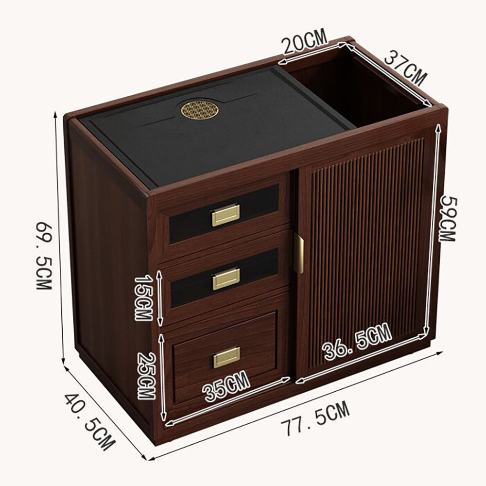 Walnut Integrated Movable Tea Table