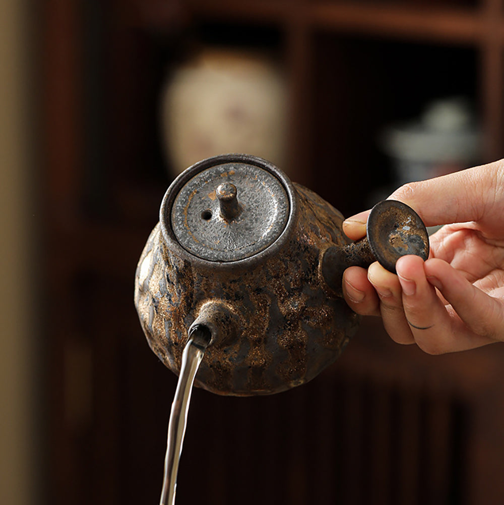 Japanese Pottery Hammered Teapot