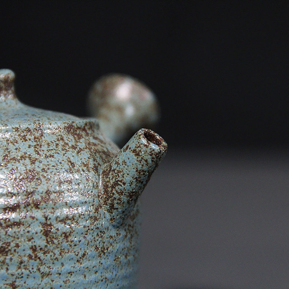 Japanese Blue Pottery Side-Handled Teapot