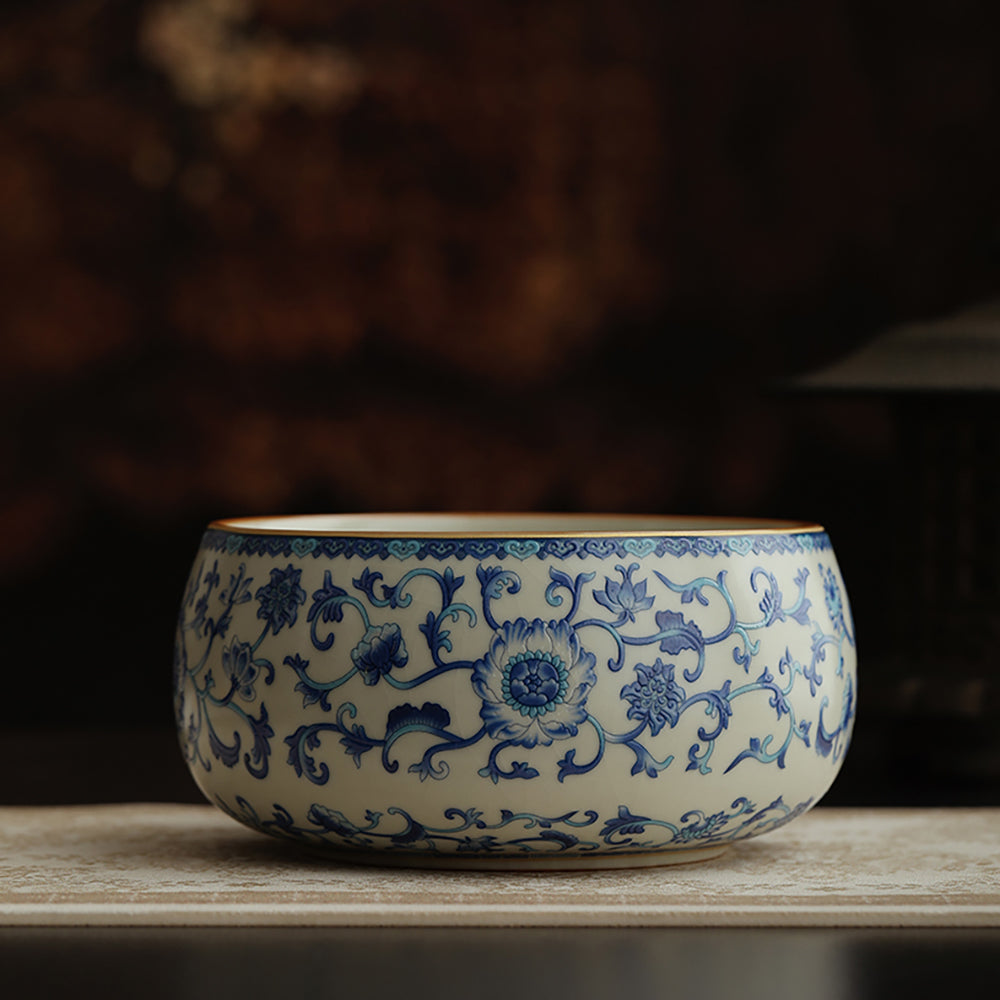 Blue And White Ruyao Twig Flowers Tea Washer