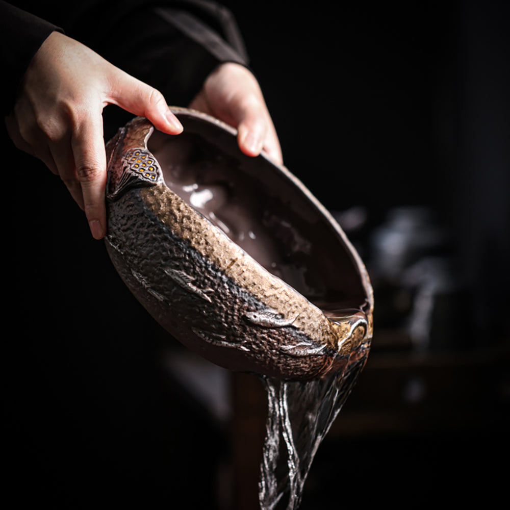 Lotus Coarse Pottery Tea Washer