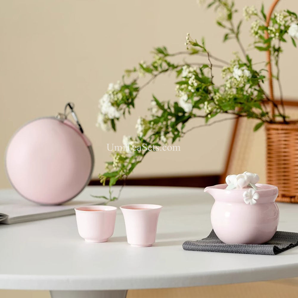 Pink Porcelain Jasmine Travel Tea Set