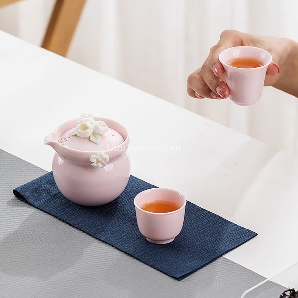 Pink Porcelain Jasmine Travel Tea Set