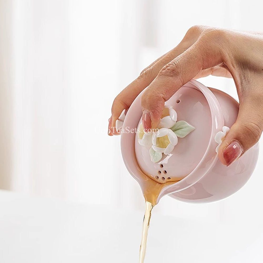 Pink Porcelain Jasmine Travel Tea Set