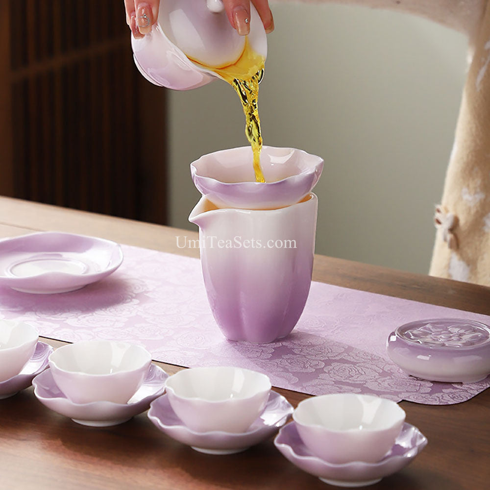 Gradient Purple Porcelain Tea Set
