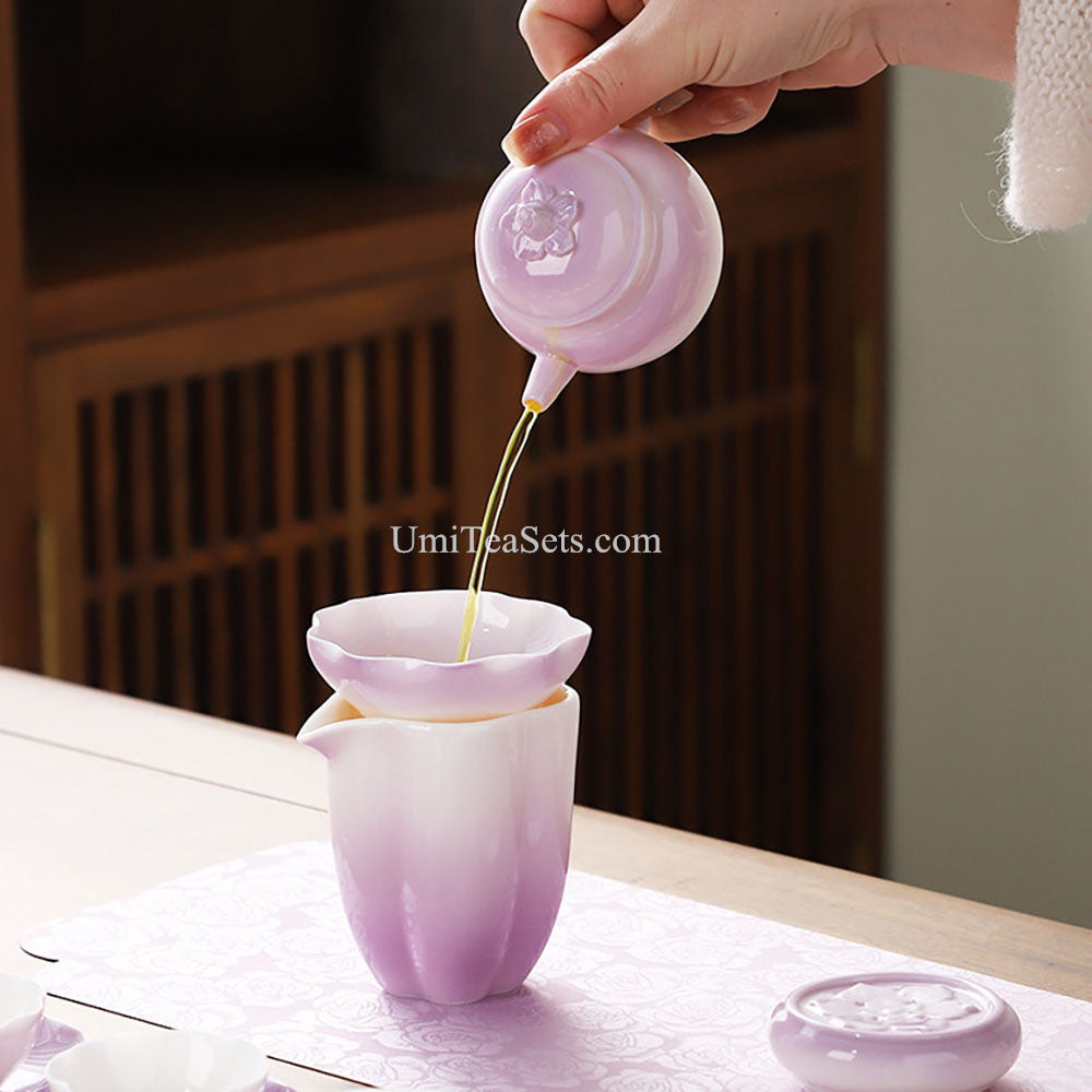 Gradient Purple Porcelain Tea Set