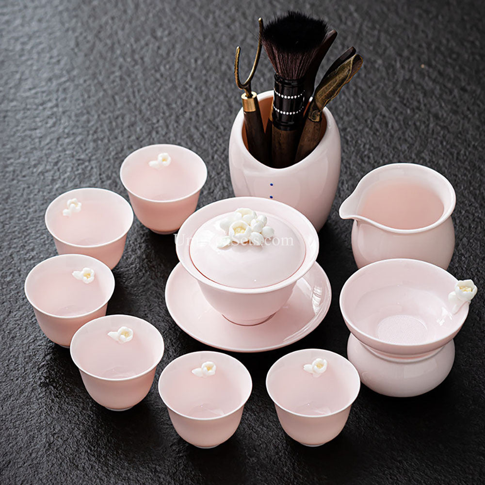 Pink Jade Porcelain Jasmine Tea Set