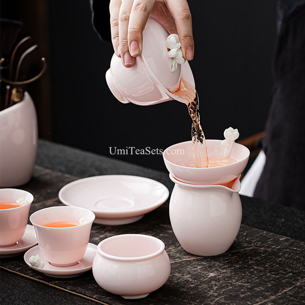 Pink Jade Porcelain Jasmine Tea Set