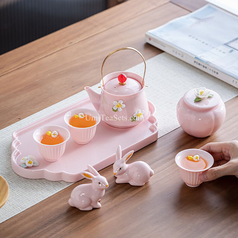 Pink Bunny Blossom Porcelain Tea Set