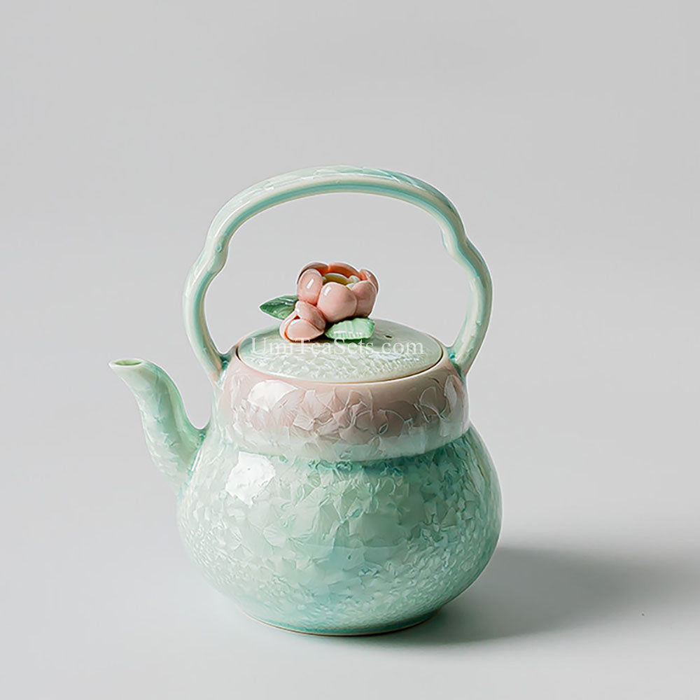 Pink-Green Gradient Ruyao Porcelain Tea Set