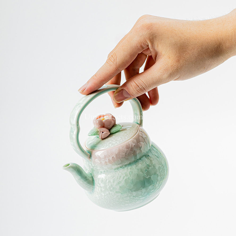 Pink-Green Gradient Ruyao Porcelain Tea Set