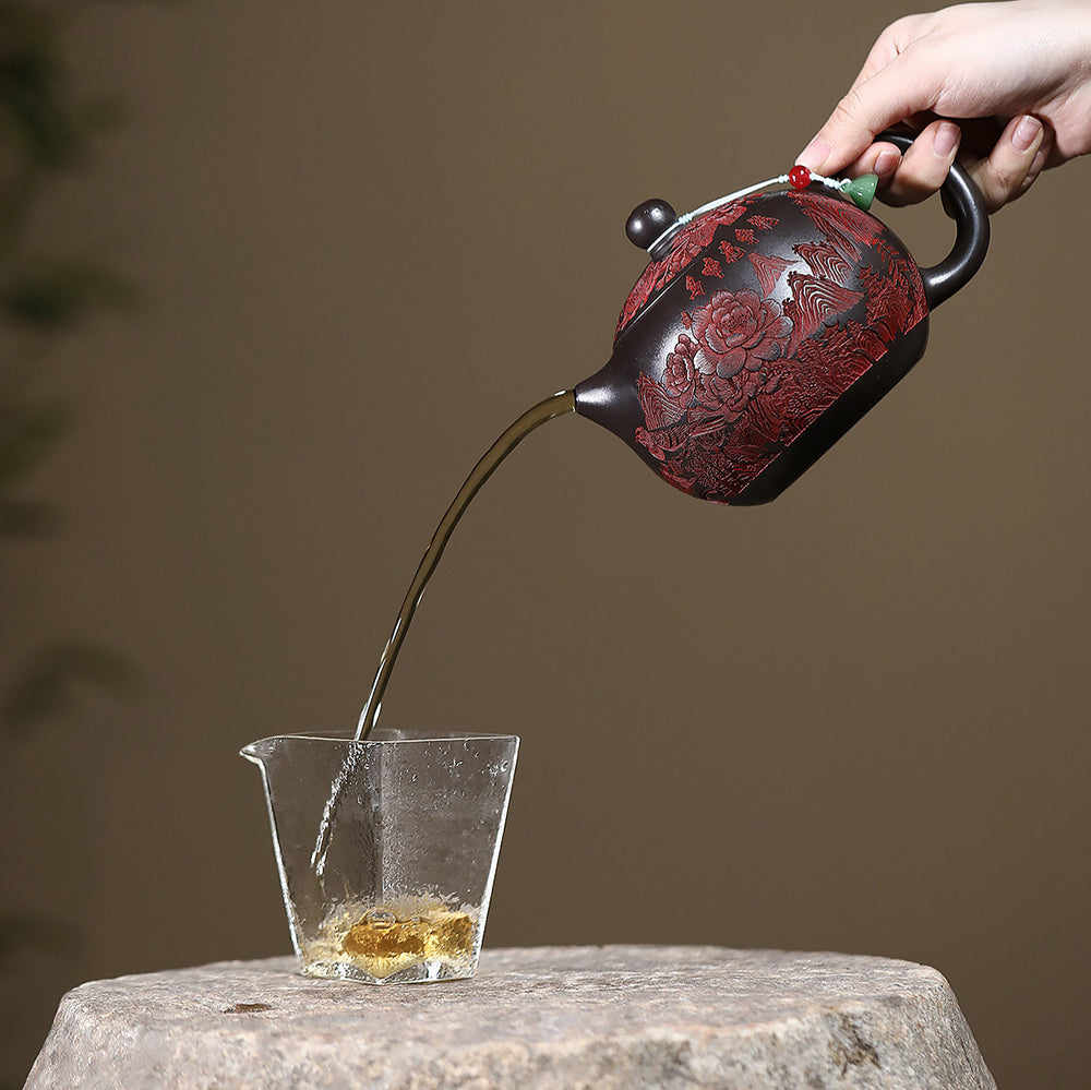 Yixing Purple Clay Peony Xi Shi Teapot