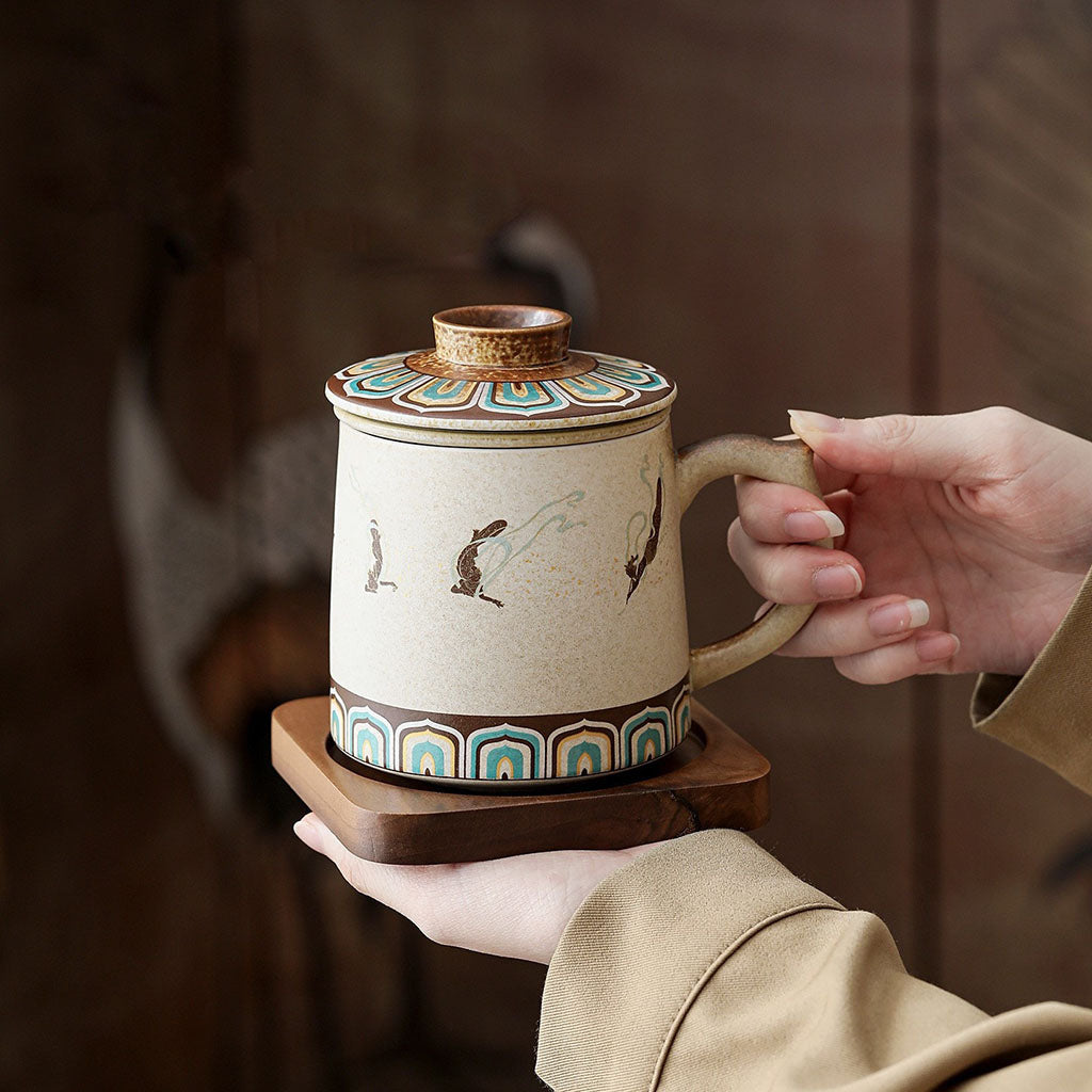 Dunhuang Flying Apsaras Ceramic Tea Cup With Infuser