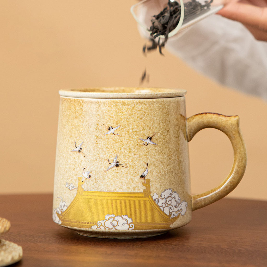 Auspicious Crane Ceramic Palace Museum Teacup