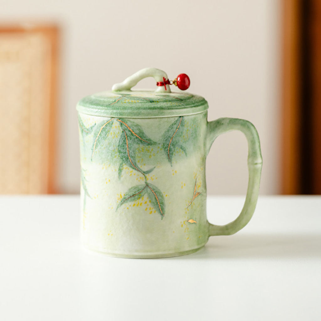 Bamboo Osmanthus Ceramic Tea Cup With Infuser