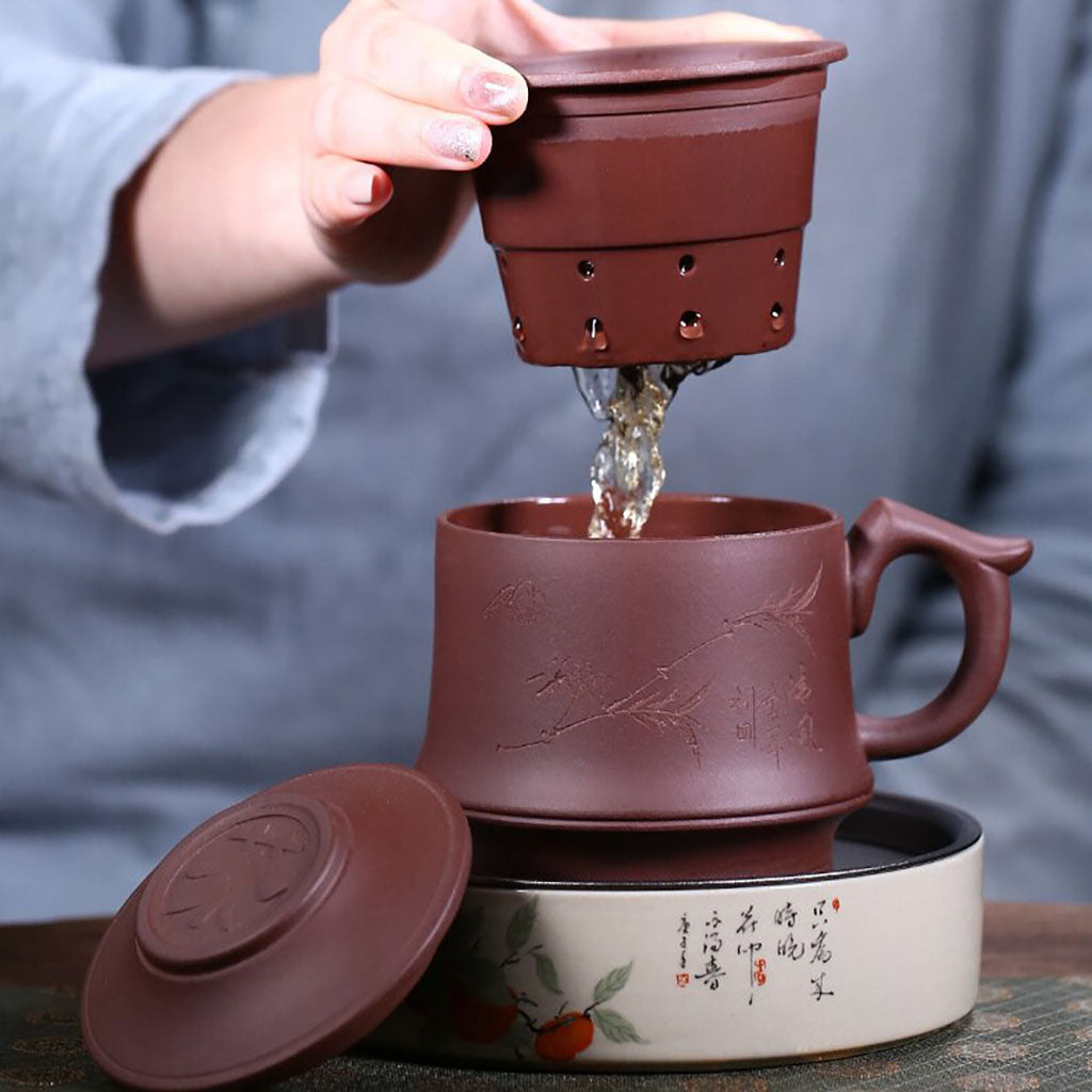 Bamboo Purple Clay Tea Cup With Infuser