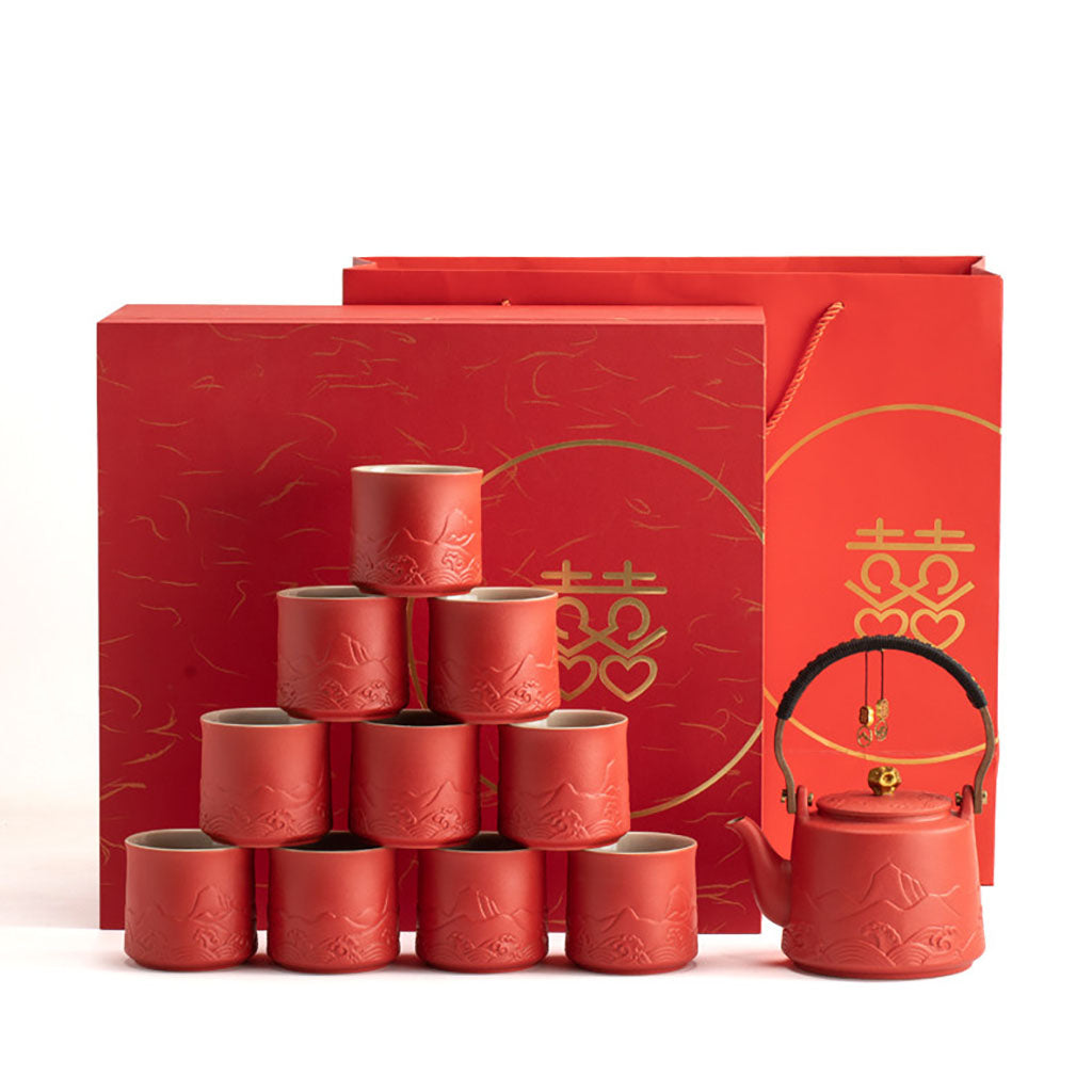 Mountain and Wave Ceramic Wedding Tea Set