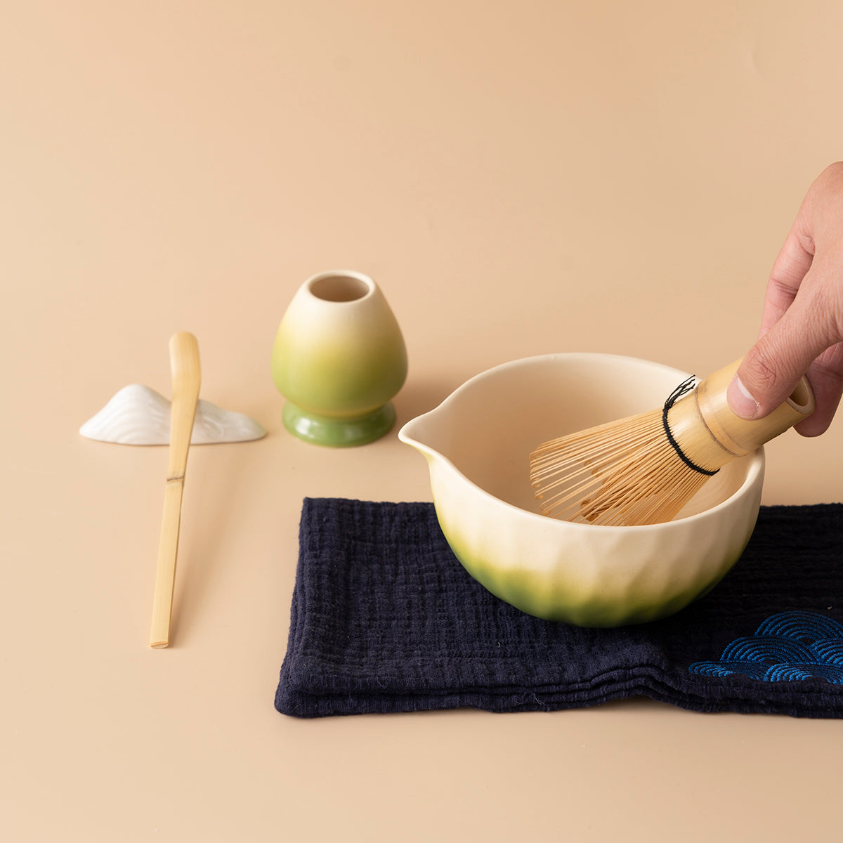 Japanese Gradient Green Ceramic Matcha Tea Set