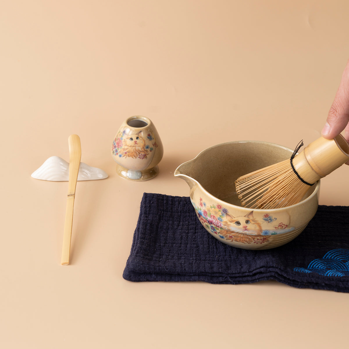 Japanese Cute Cat Ceramic Matcha Tea Set