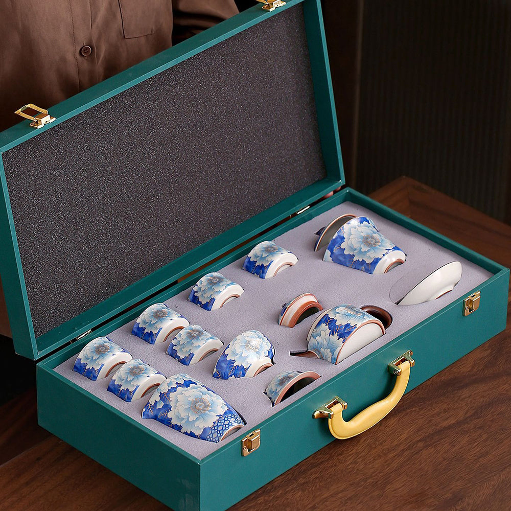 Blue Peony Ruyao Ceramic Tea Set