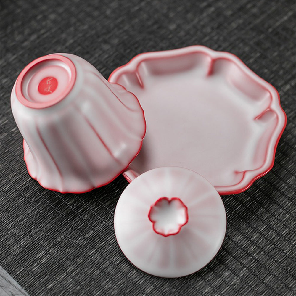 Chinese Ruyao Pink Lotus Tea Set