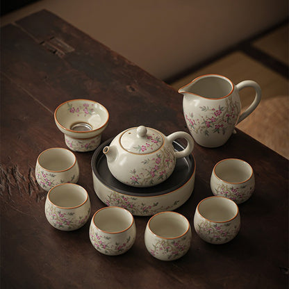 Chinese Ruyao Peach Blossom Tea Set
