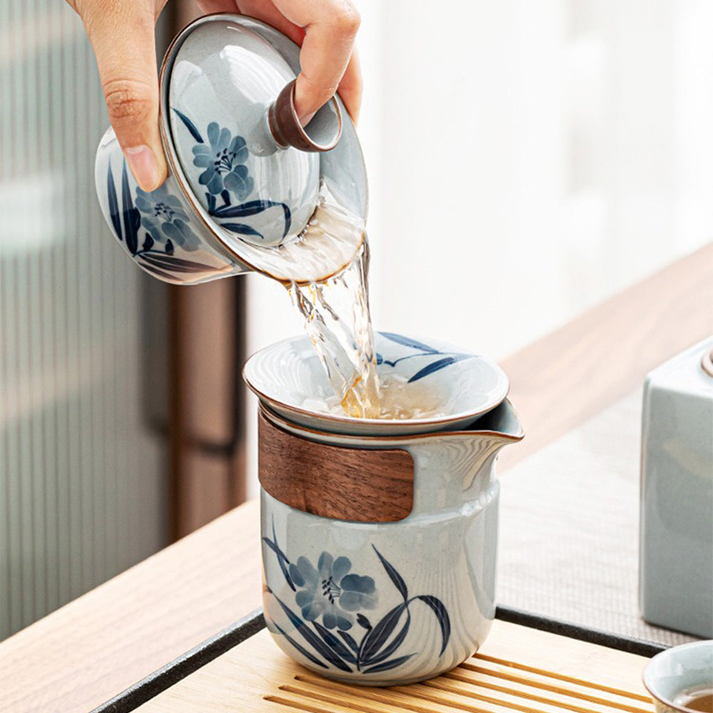 Chinese Hand Drawing Orchid Tea Set