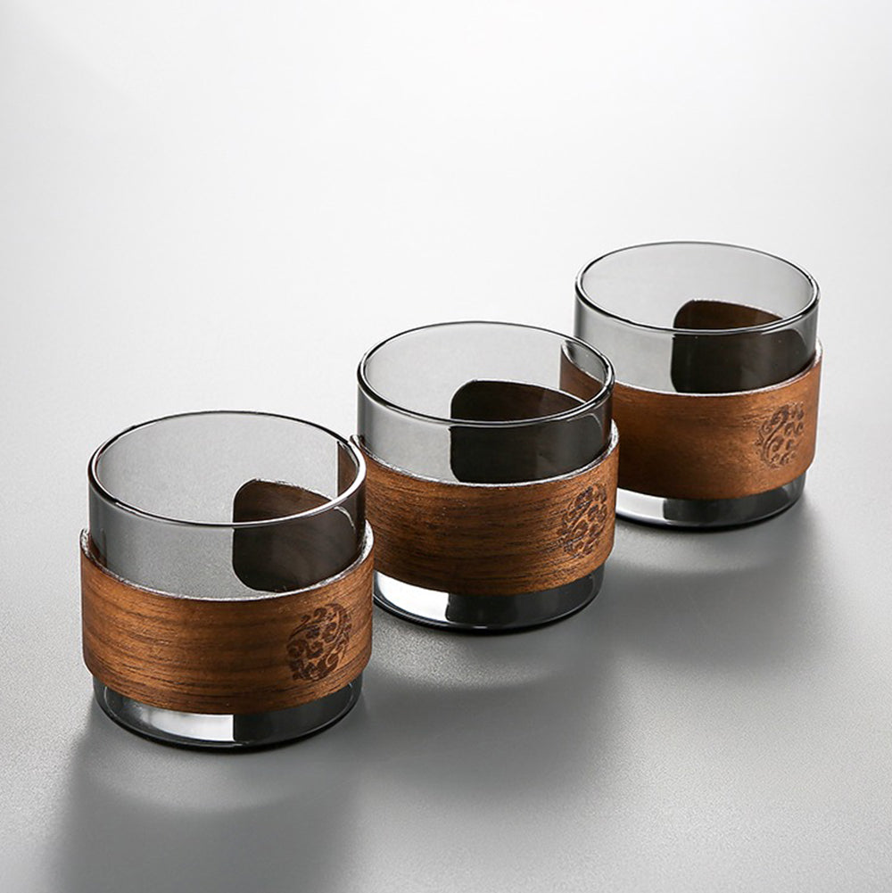 Ink Glass Tea Set With Wooden Handle