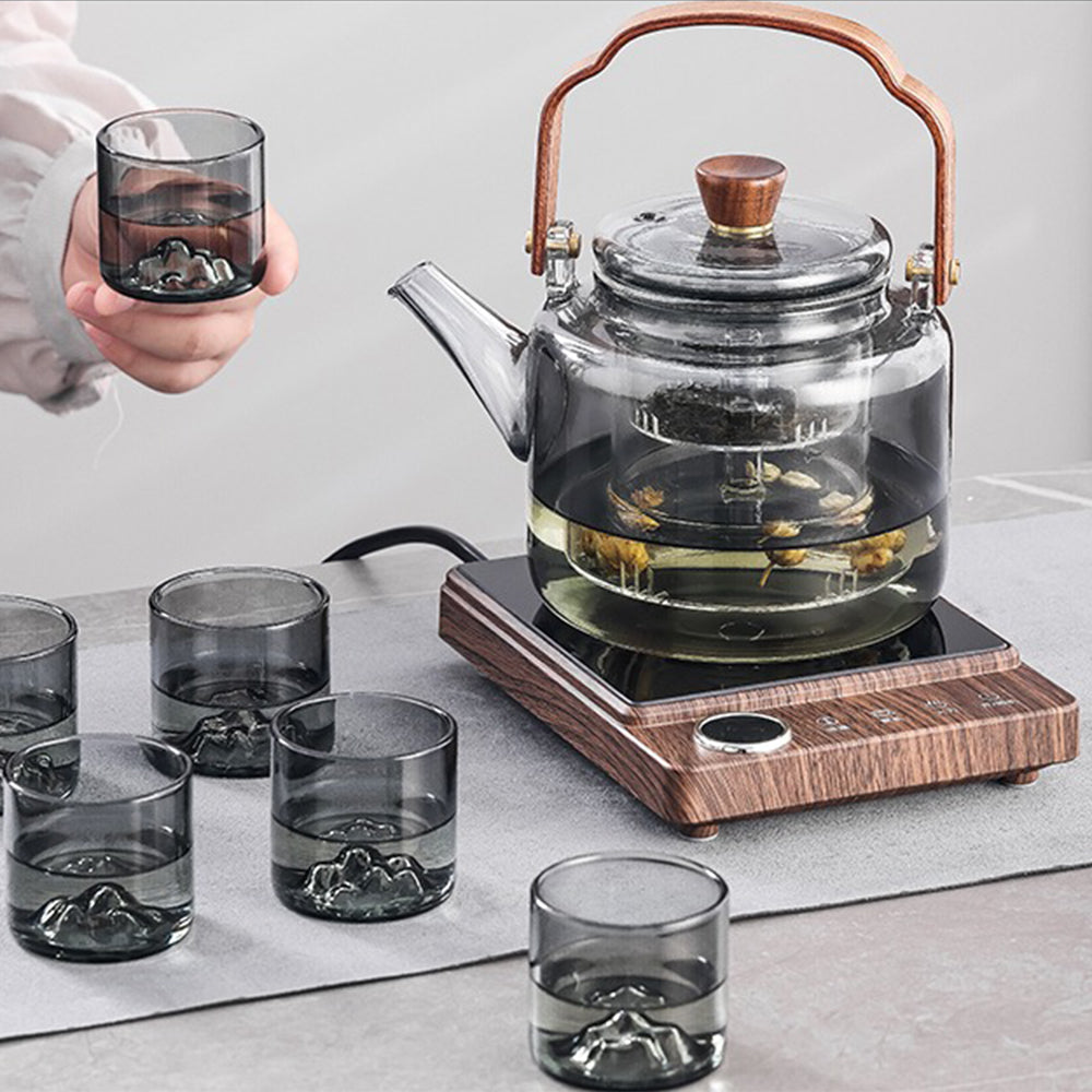 Ink Glass Tea Set With Induction Warmer