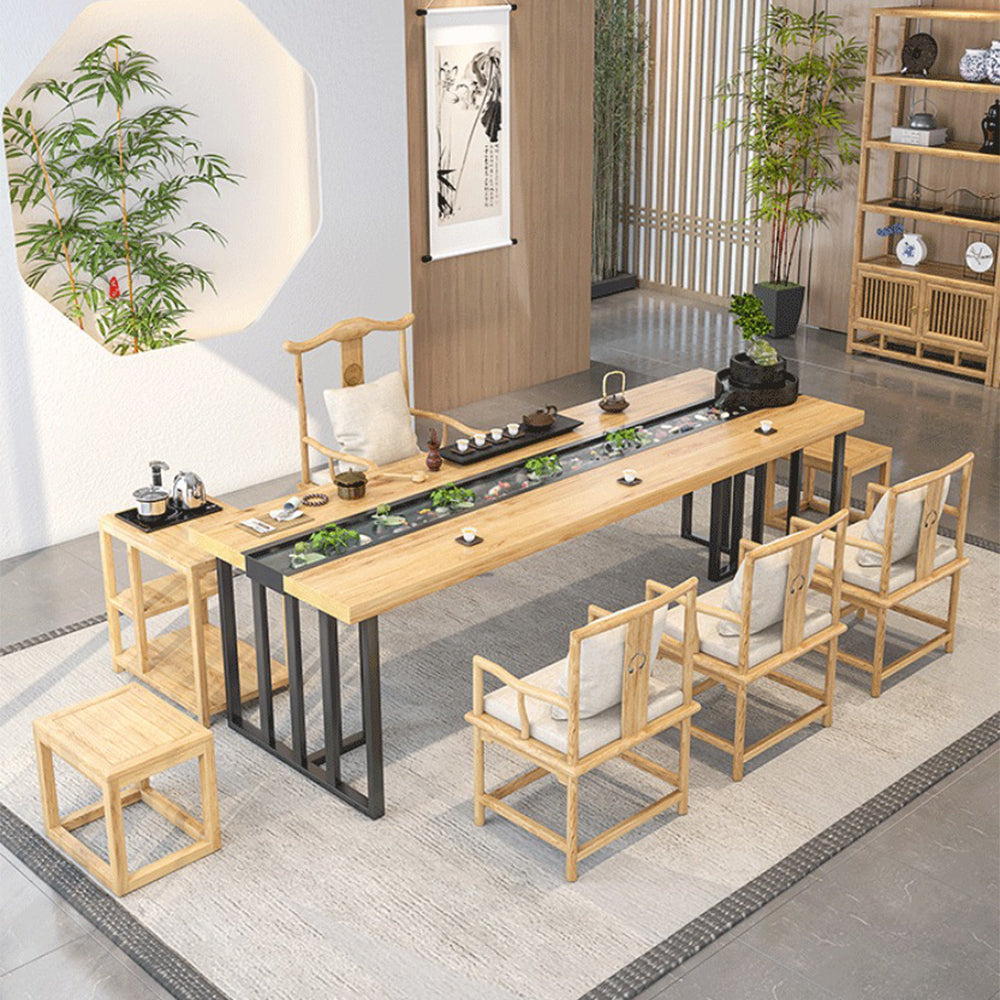 Chinese Flowing Water Landscape Tea Table Set With Fish Pond