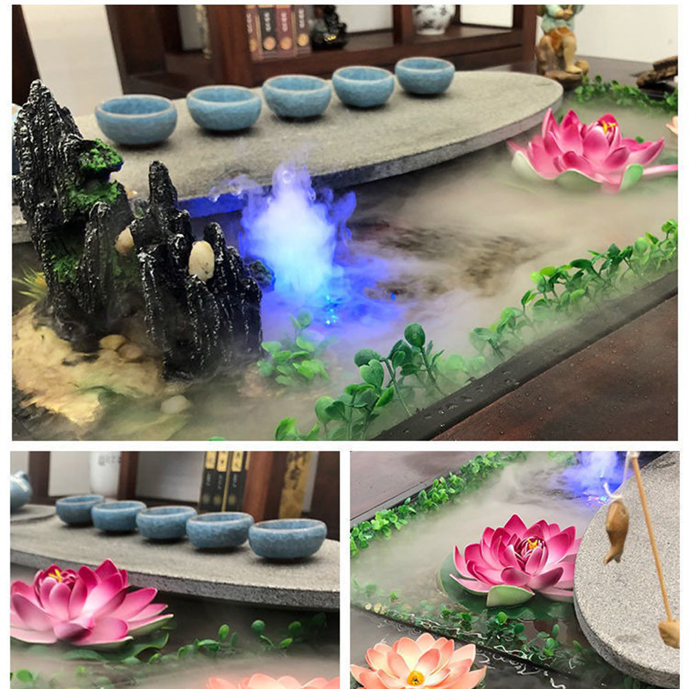 Old Ship Wood Flowing Water Tea Table Set With Fish Pond