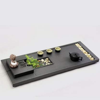 Black Stone Tea Tray With Running Water