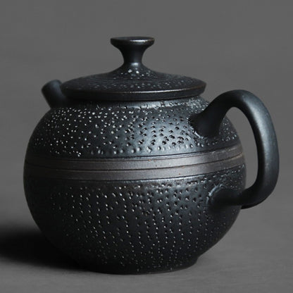 Chinese Black Rock Ore Clay Round Teapot
