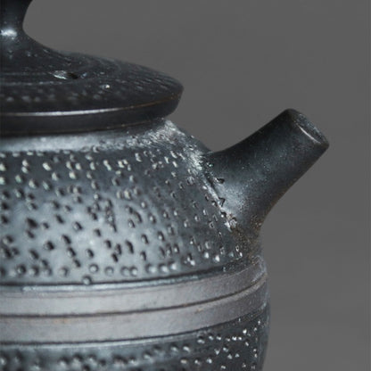 Chinese Black Rock Ore Clay Round Teapot