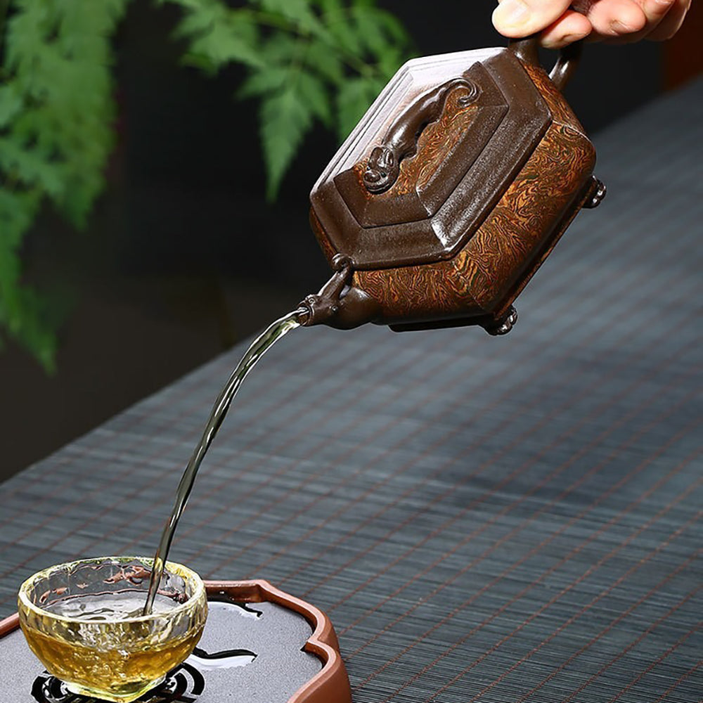 Yixing Chi Long Dragon Hexagonal Teapot