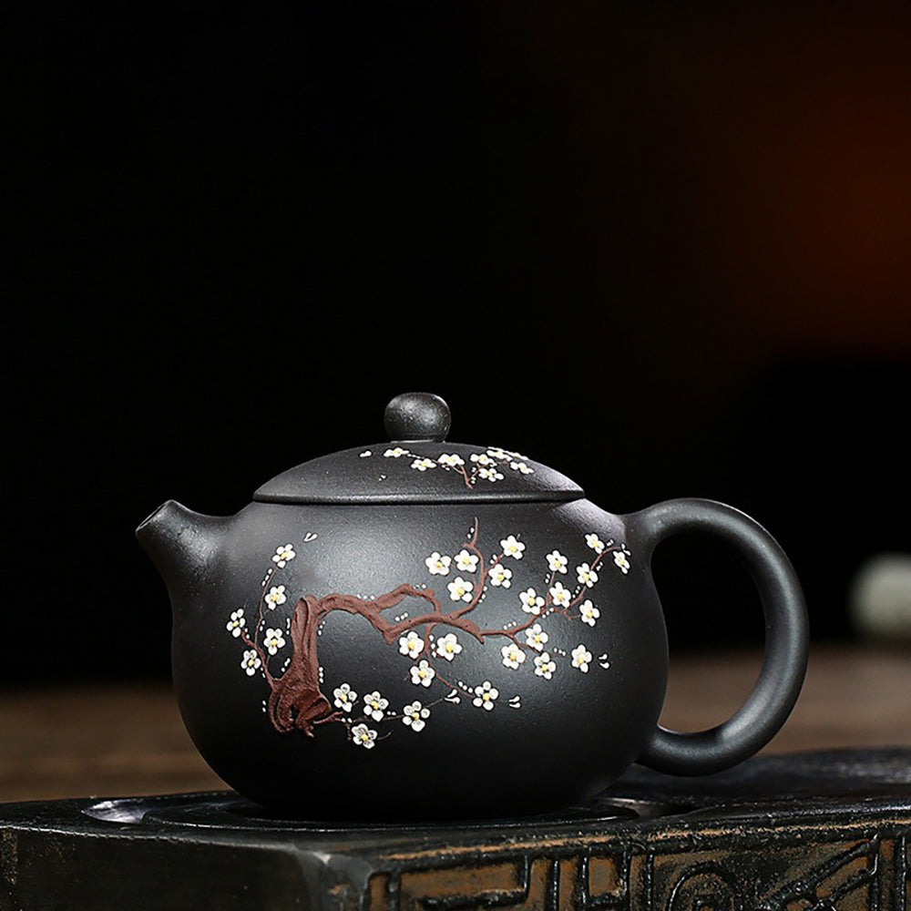 Yixing Plum Blossom Black Clay Xi Shi Teapot