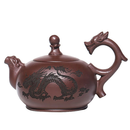 Yixing Double Dragons Playing with Beads Teapot