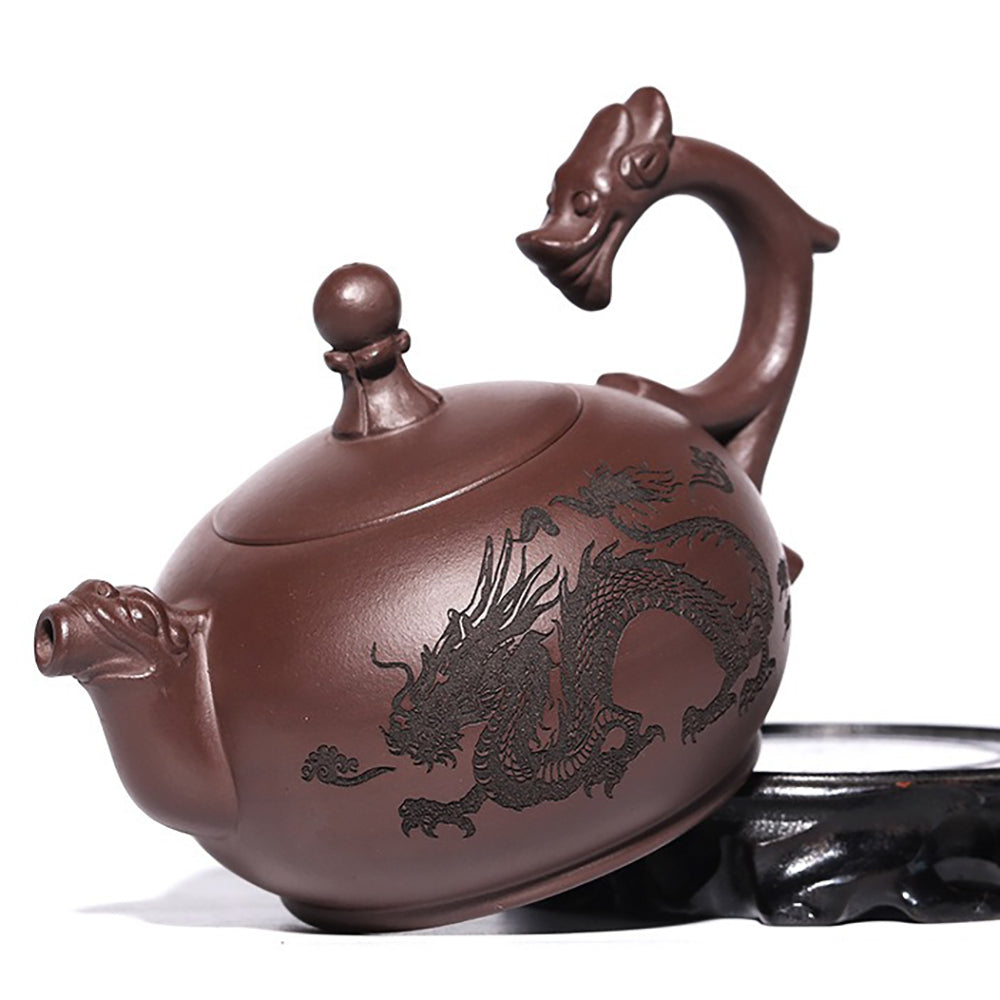 Yixing Double Dragons Playing with Beads Teapot