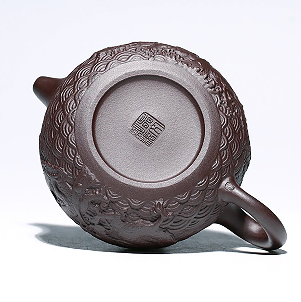 Yixing Dragon Over Sea Purple Clay Teapot