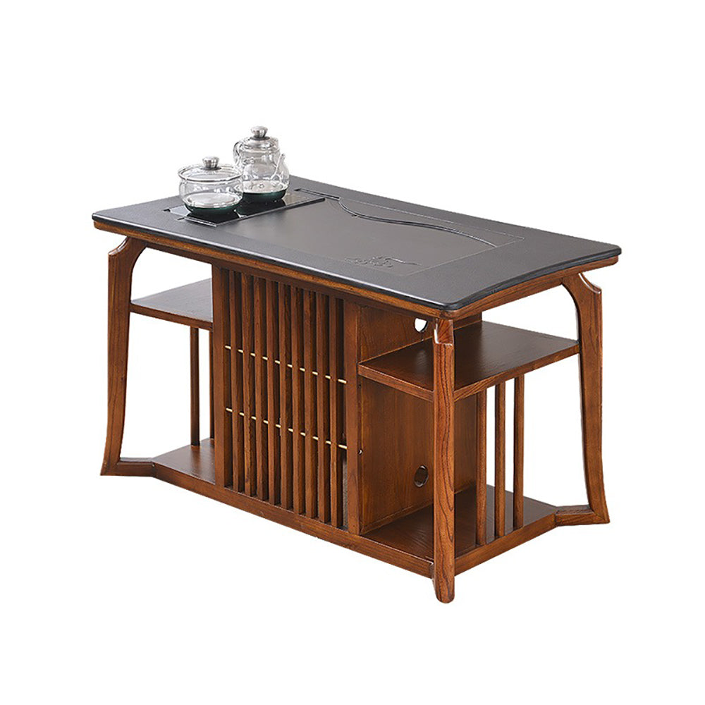 Black Gold Stone Panel Small Tea Table