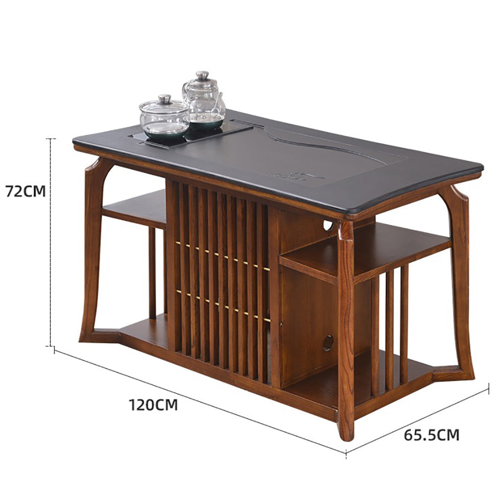 Black Gold Stone Panel Small Tea Table