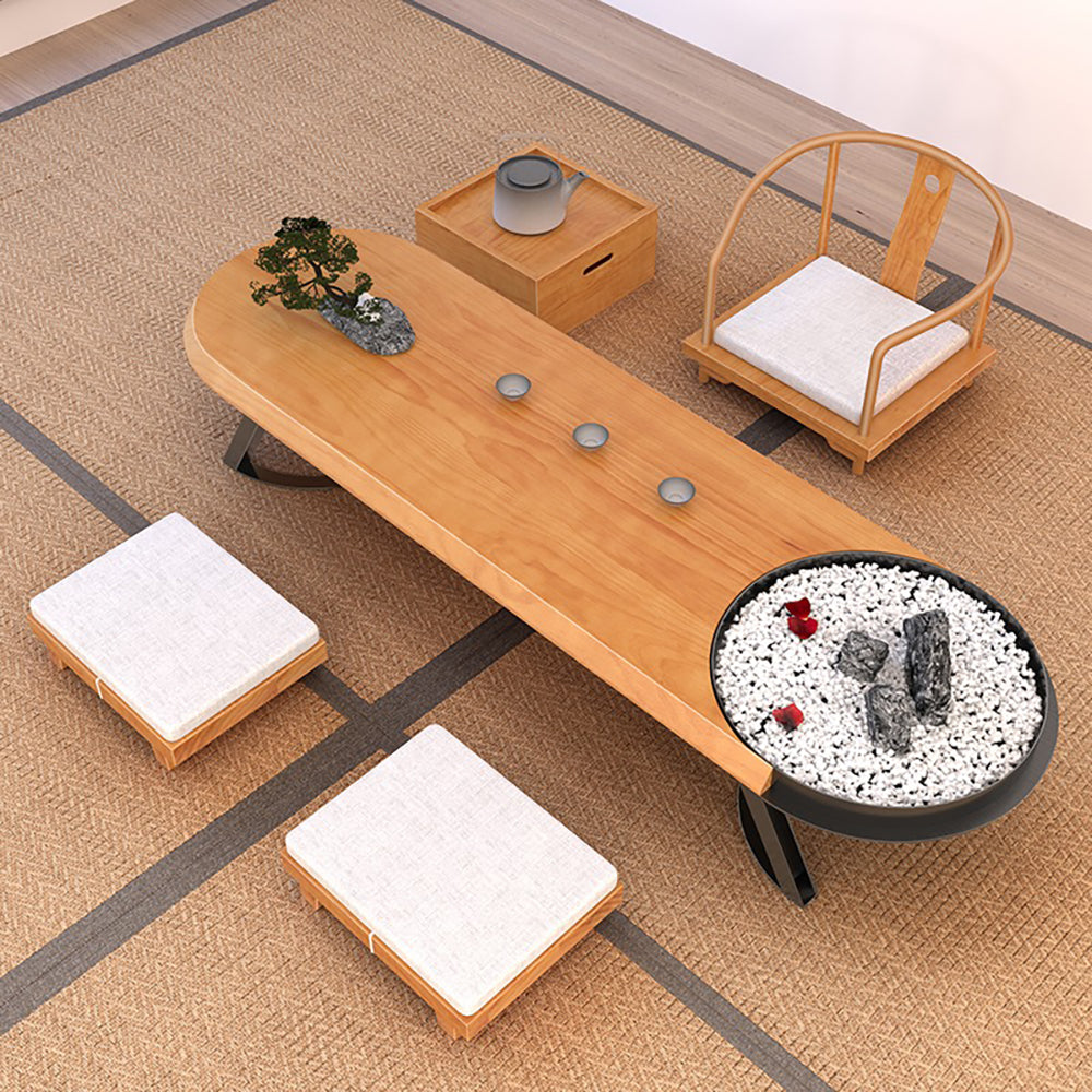 Japanese Pine Wood Tatami Tea Table Set